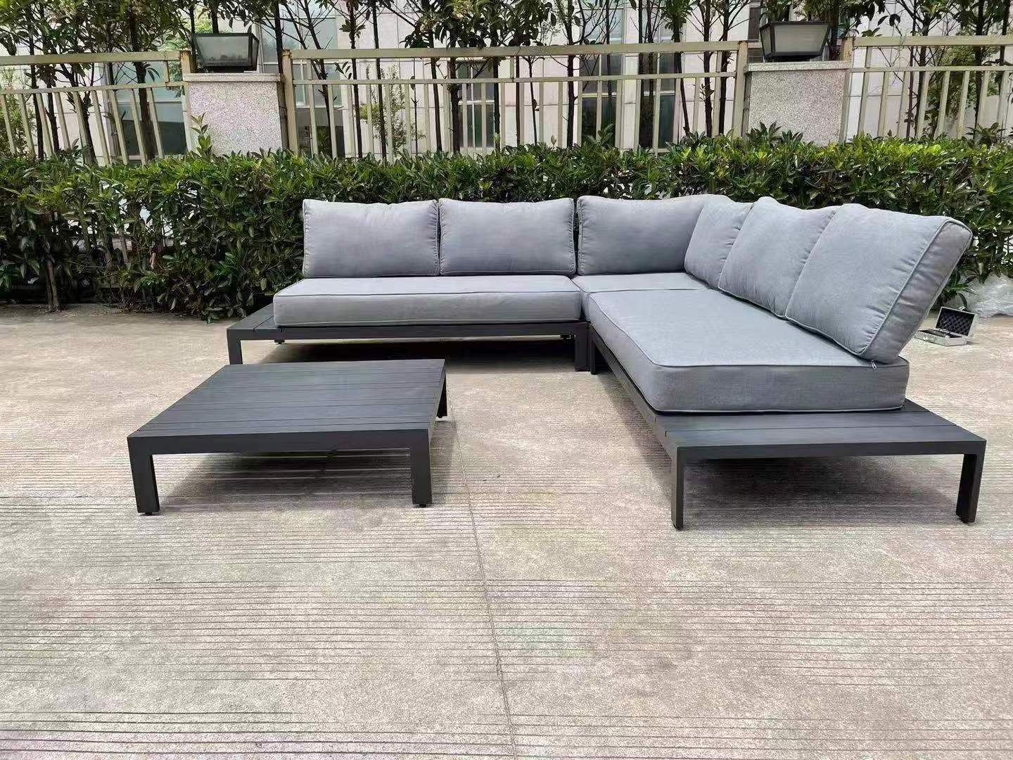 metal aluminum 4 pcs seating group luxury garden furniture outdoor furniture sectional set sofa garden set with cushion KD