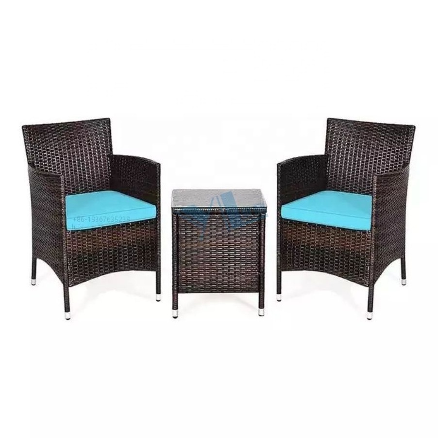 3 pieces Outdoor garden furniture patio pe wicker rattan casual arm chair set with coffee table