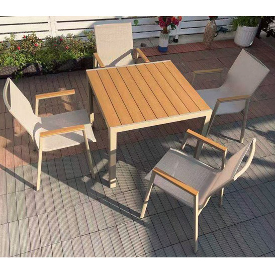 luxury high quality 5 pcs aluminum outdoor garden dinning set garden sets 1 table and 4 chairs KD struciton leisure furniture