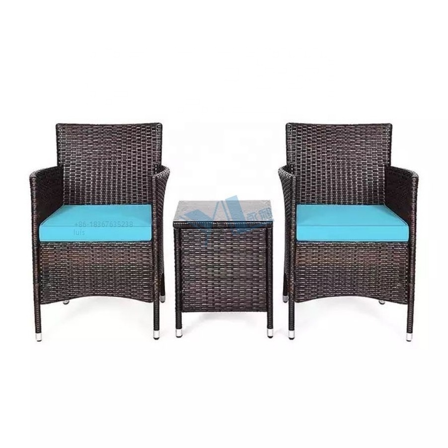 3 pieces Outdoor garden furniture patio pe wicker rattan casual arm chair set with coffee table