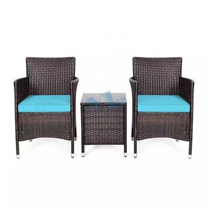 3 pieces Outdoor garden furniture patio pe wicker rattan casual arm chair set with coffee table