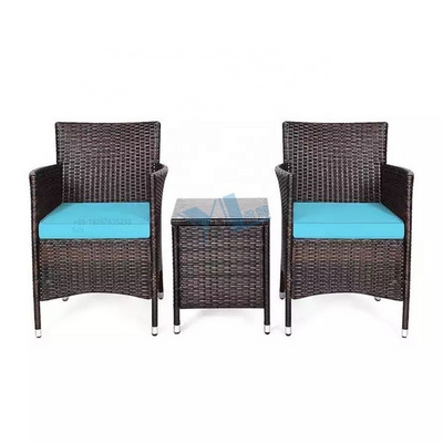 3 pieces Outdoor garden furniture patio pe wicker rattan casual arm chair set with coffee table