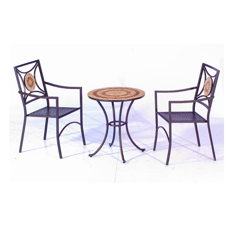 cheap 3pcs mosaic bistro  tile table with foldable chair