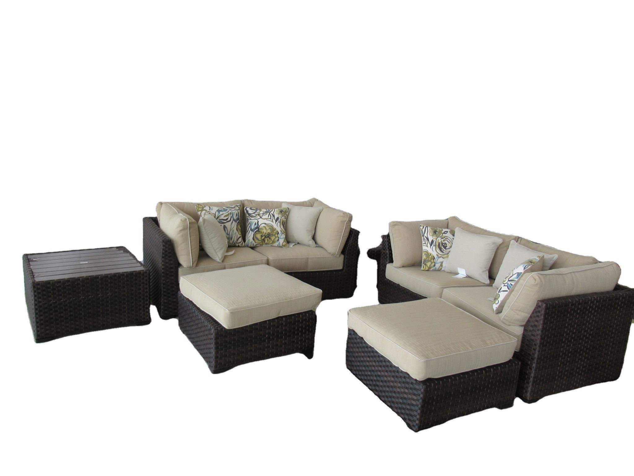 Luxury rattan section set outdoor furniture garden sets patio wicker conversation set chair loveseat and coffee table