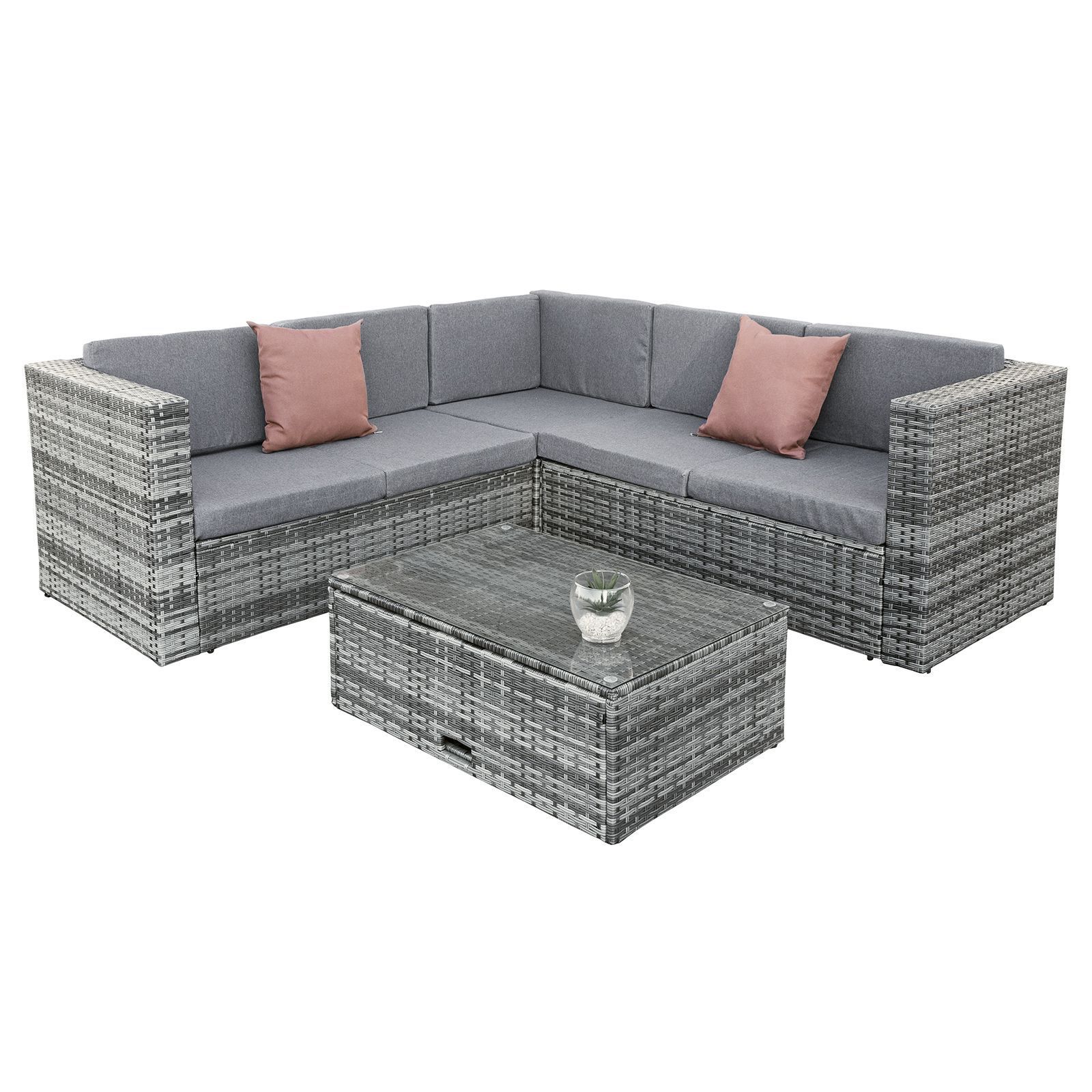 luxury garden furniture Rattan 5 Seat Corner Lounge Set in Grey outdoor restaurant sofa set patio conversation set