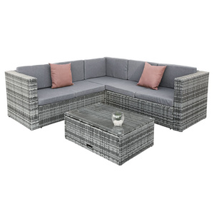 luxury garden furniture Rattan 5 Seat Corner Lounge Set in Grey outdoor restaurant sofa set patio conversation set