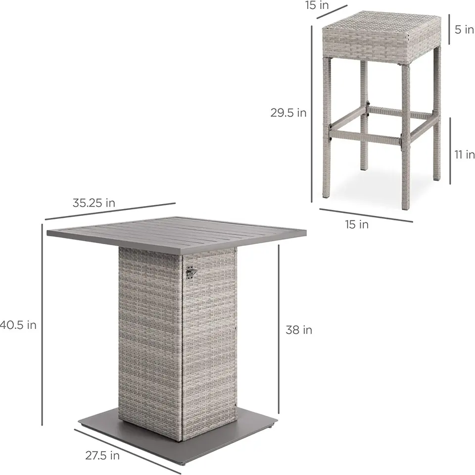 5-Piece Outdoor Wicker Bar Table Set for Patio rattan garden sets patio dinning bar stool and table