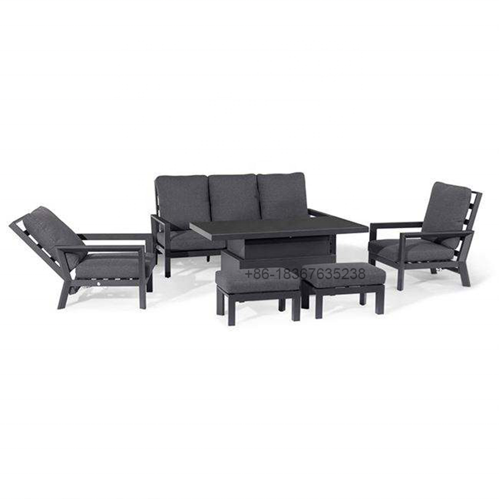 customized luxury garden furniture outdoor adjustable back aluminum leisure sofa fire pit table set