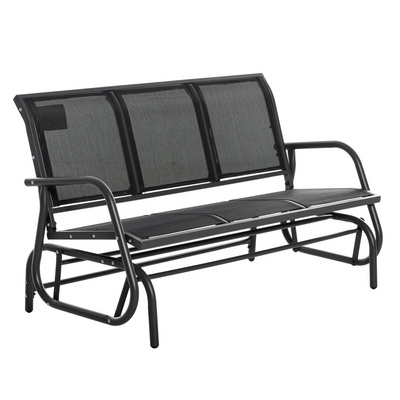 3-Person Outdoor Rocking Glider Bench Patio Swing Rocking Chair w/Power Coated Steel Frame for Backyard Garden