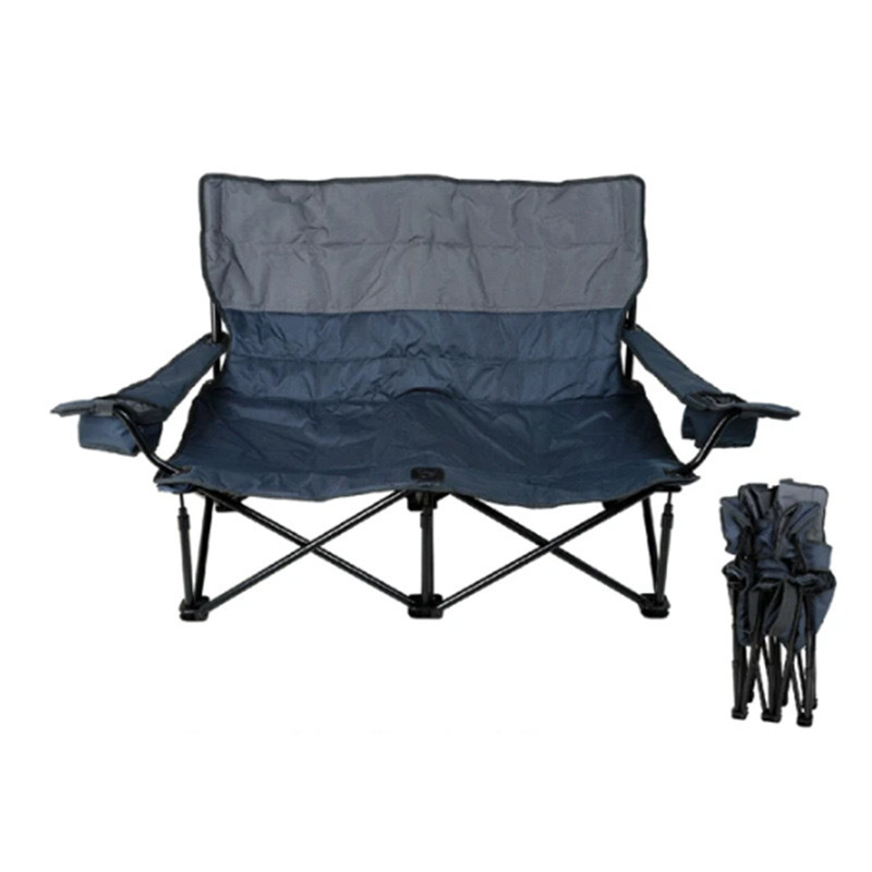 Double 2 Person Camping Chair Loveseat Heavy Duty Camp Chair Padded Folding Beach Leisure Chair