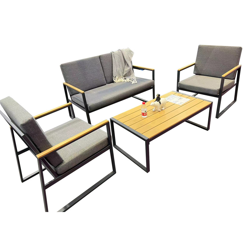 4pcs Aluminum Restaurant Conversation Set Luxury Garden Furniture Outdoor Furniture Garden Dinning Sets With Loveseat Sofa Table