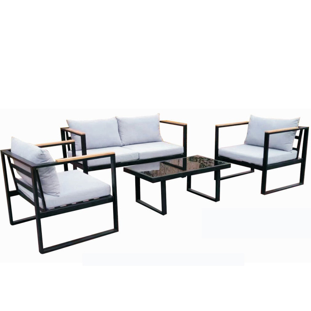 4pcs Aluminum Restaurant Conversation Set Luxury Garden Furniture Outdoor Furniture Garden Dinning Sets With Loveseat Sofa Table