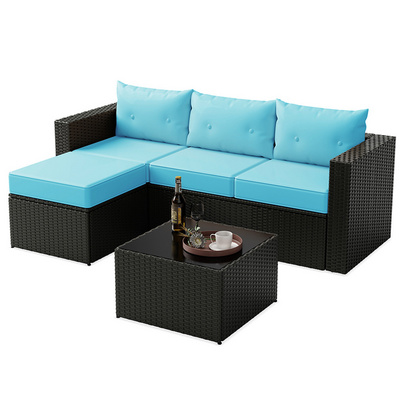 best seller 3 pieces outdoor rattan sofa modular conversation patio rattan set luxury garden furniture wicker sectional sofa