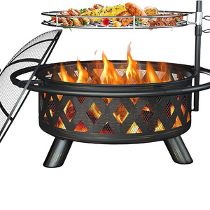 KD Large Outdoor Round  Camping Fire Pit Outdoor Easy Clean  Heater Fire Pit   New Design Hot Selling Wood Burning Bbq Grill