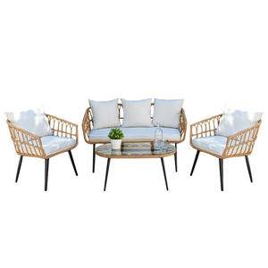 High quality outdoor wicker  conversation set synthetic rattan sofa set garden furniture with cushion