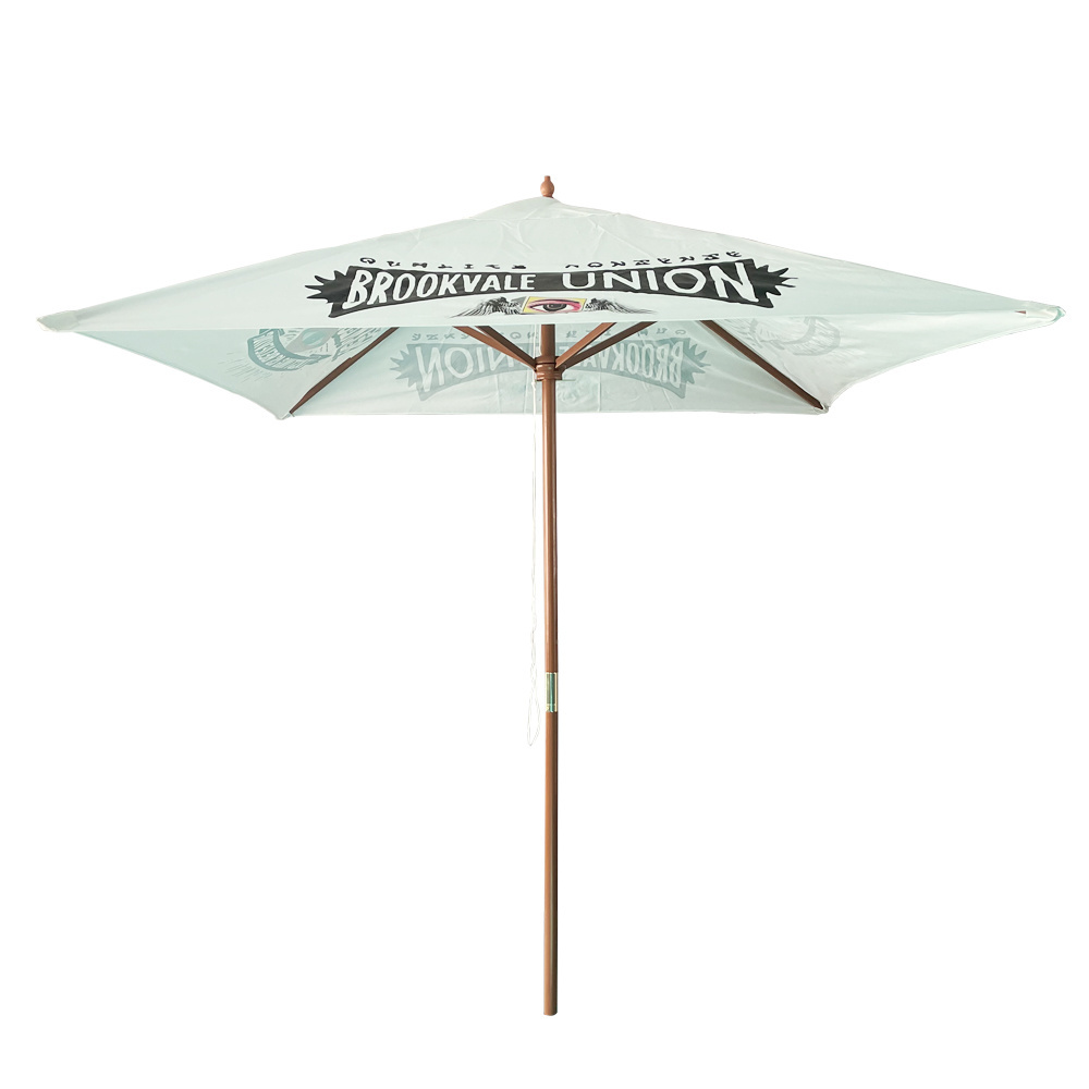 Outdoor Garden 2X2M Square Wood Umbrella  Hand Handle  Beach Umbrellas parasol umbrellas outdoor Wooden Frame And  Fabric Canvas