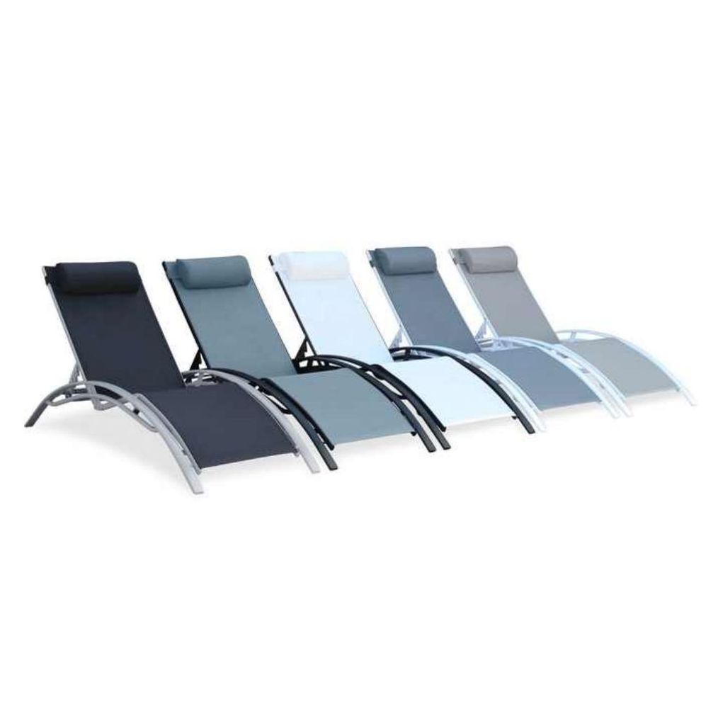 Beach garden furniture patio aluminum textilene curved shape frame folding sun lounge chair lounger