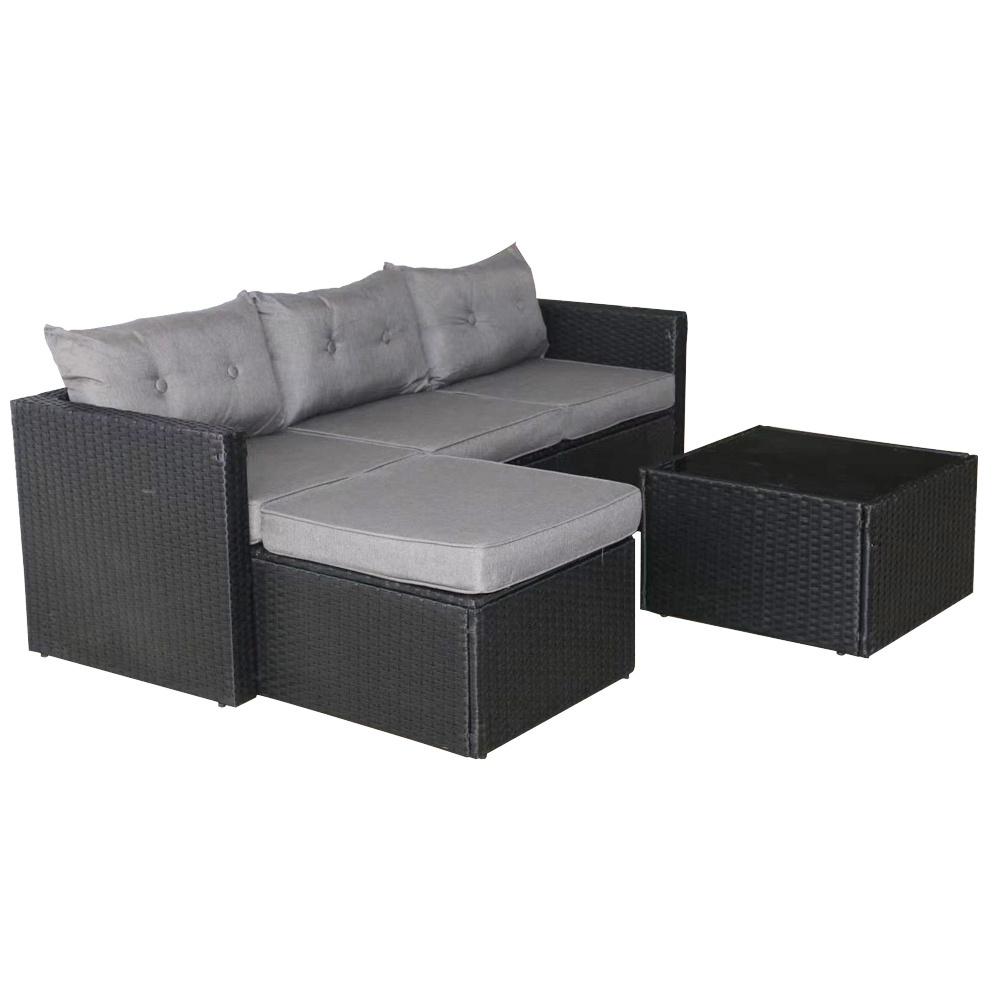 best seller 3 pieces outdoor rattan sofa modular conversation patio rattan set luxury garden furniture wicker sectional sofa