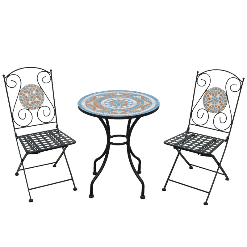 cheap 3pcs mosaic bistro  tile table with foldable chair