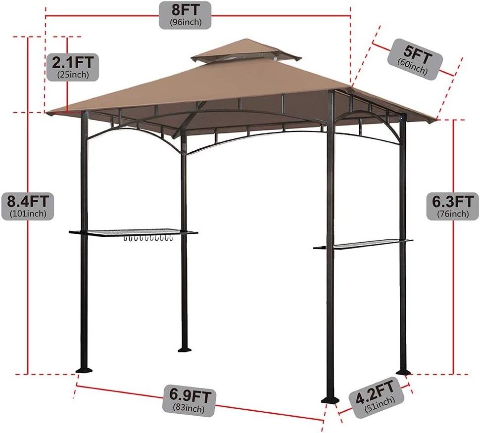 5x8 Grill Gazebo BBQ Canopy Tent Outdoor Patio Shelter Sun Shelter