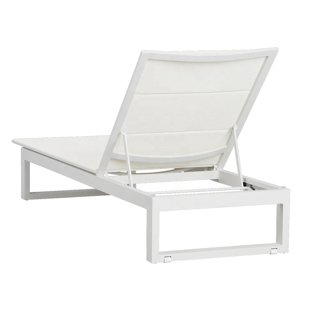 outdoor white folding back textylene mesh aluminum metal casual lounge chair for swimming pool