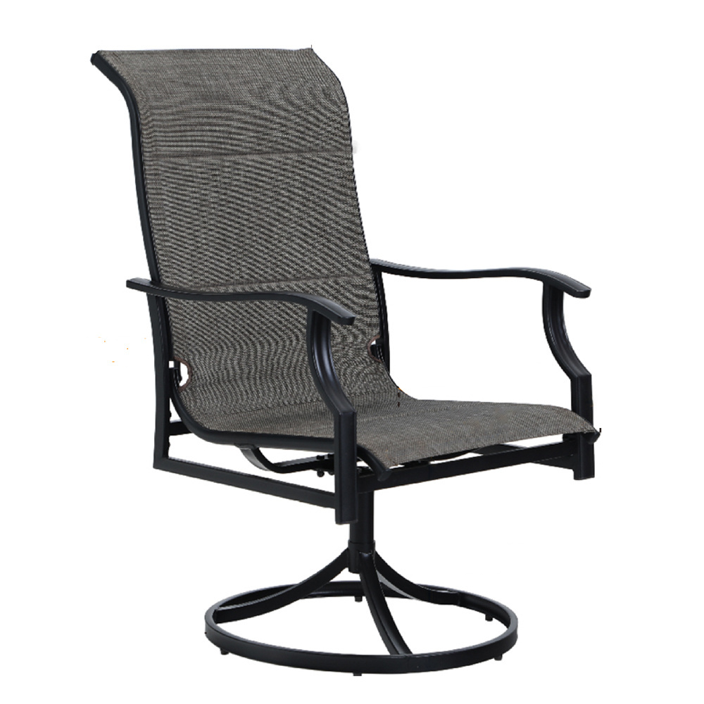 Coated Steel Frame Garden Patio Swivel Dining Chairs Outdoor Swivel Rocker High Back Kitchen Chair