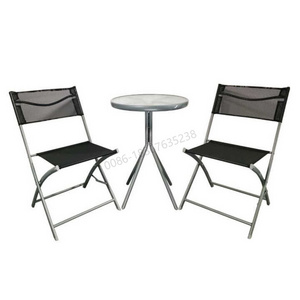 3 pieces patio aluminum garden outdoor furniture textilene leisure casual folding dining chair set