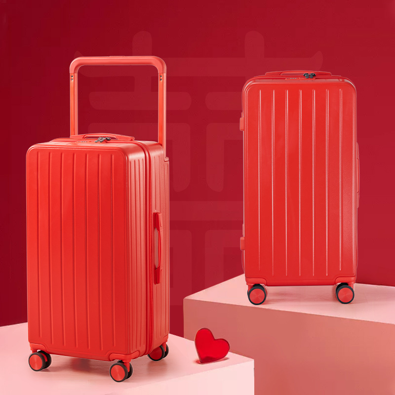 China Red Trolley Suitcase with 360-Degree Wheels Carry-On Luggage for Travel