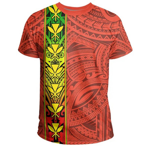 Loose Fashion Top Hawaii Kanaka Flag Polynesia T Shirt Turquoise Custom T-Shirts Print On Demand Men T-Shirt Summer Short Sleeve