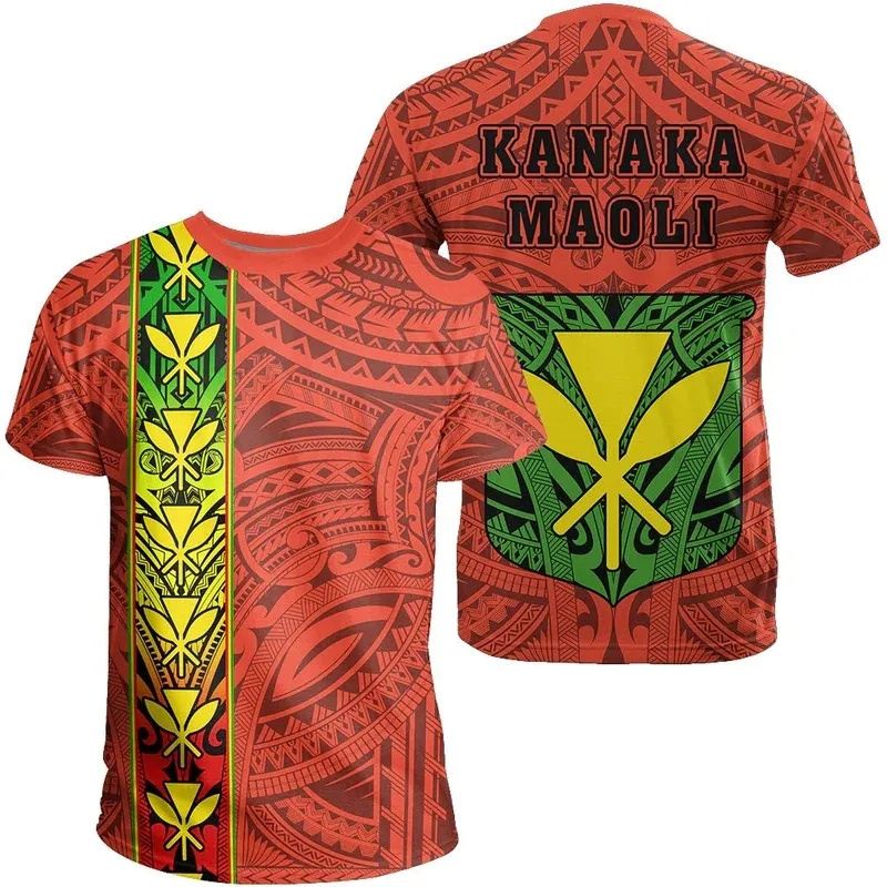 Loose Fashion Top Hawaii Kanaka Flag Polynesia T Shirt Turquoise Custom T-Shirts Print On Demand Men T-Shirt Summer Short Sleeve