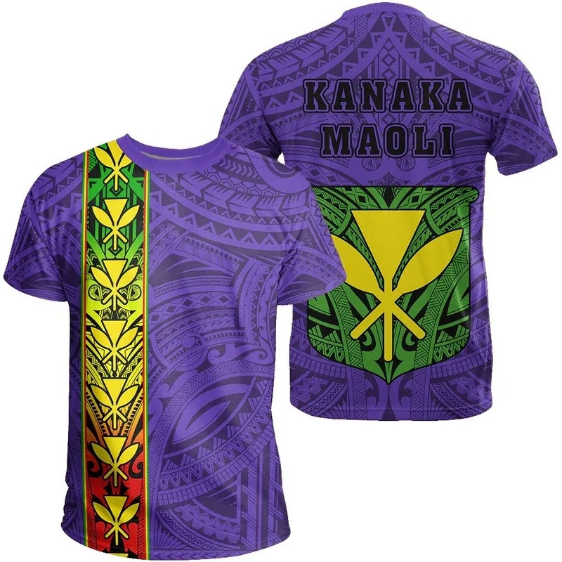 Loose Fashion Top Hawaii Kanaka Flag Polynesia T Shirt Turquoise Custom T-Shirts Print On Demand Men T-Shirt Summer Short Sleeve