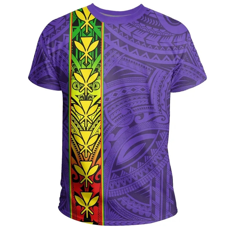 Loose Fashion Top Hawaii Kanaka Flag Polynesia T Shirt Turquoise Custom T-Shirts Print On Demand Men T-Shirt Summer Short Sleeve