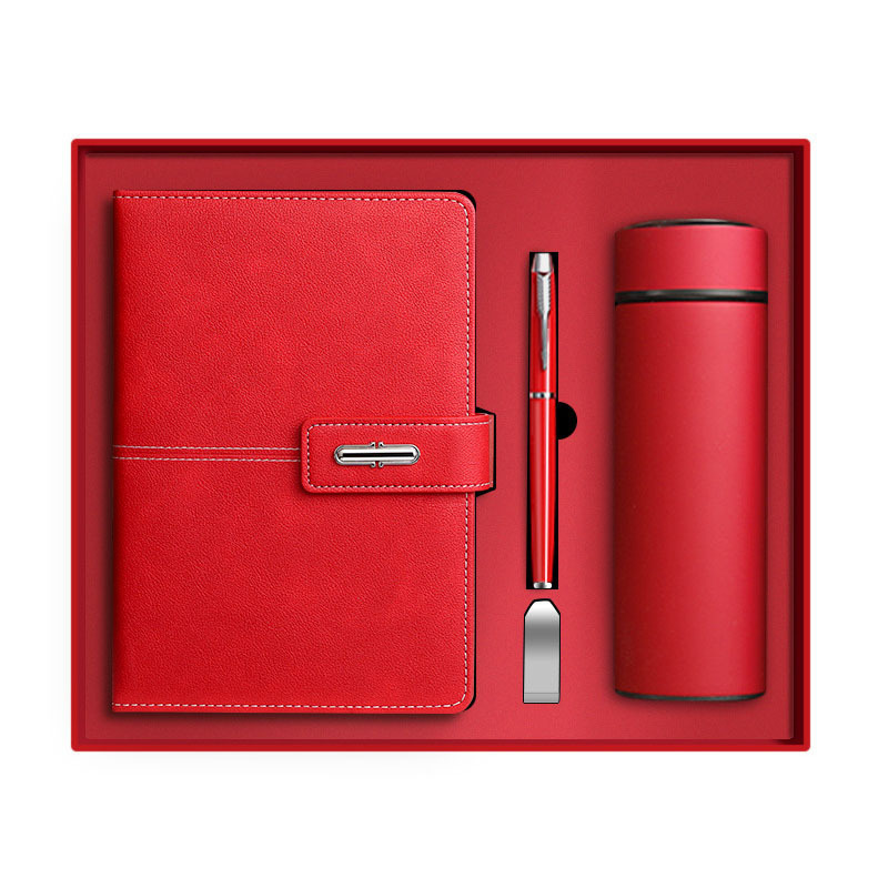 Wholesale Corporate Leather Notebook Gift Sets With Bottle Customizable Luxury A5 Diary Note Book  Gift Box With Pen And USB