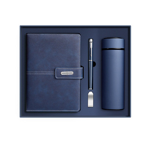 Wholesale Corporate Leather Notebook Gift Sets With Bottle Customizable Luxury A5 Diary Note Book  Gift Box With Pen And USB