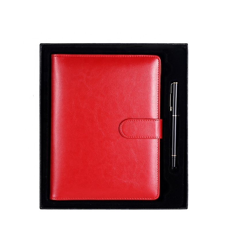 Private Label Journals And Planners PU Leather Refillable Notebook Gift Set Business Office 6 Ring Binder Planner With Pen