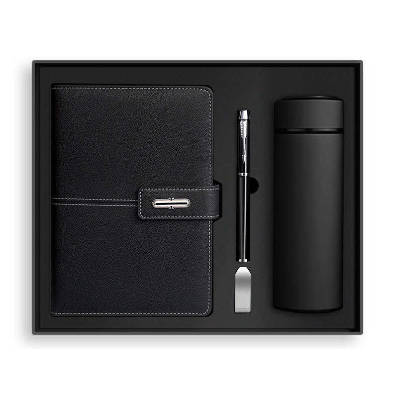 Wholesale Corporate Leather Notebook Gift Sets With Bottle Customizable Luxury A5 Diary Note Book  Gift Box With Pen And USB