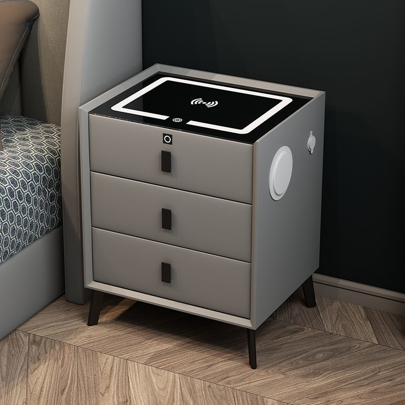 High quality multifunctional bedside table bedroom storage cabinet smart bedside cabinet with lamp