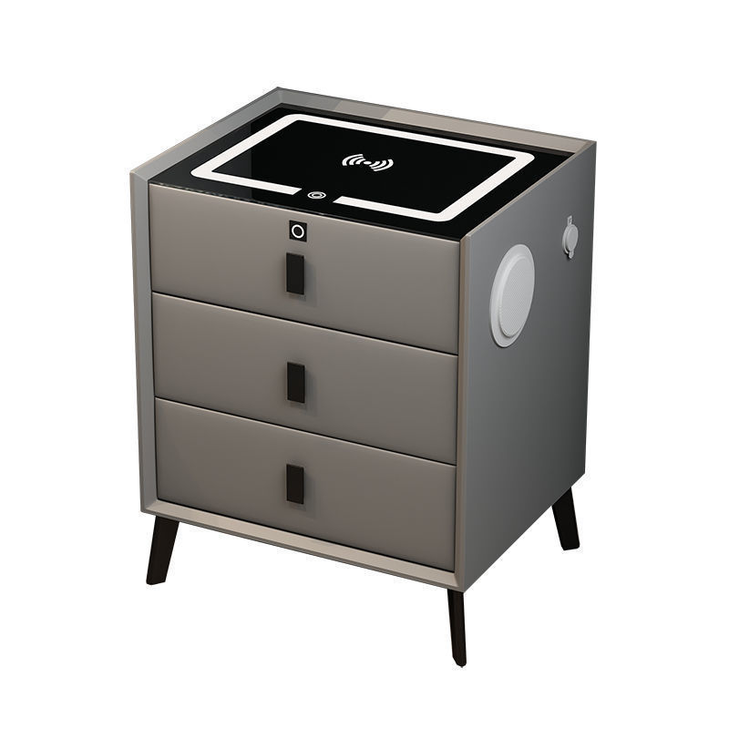 High quality multifunctional bedside table bedroom storage cabinet smart bedside cabinet with lamp