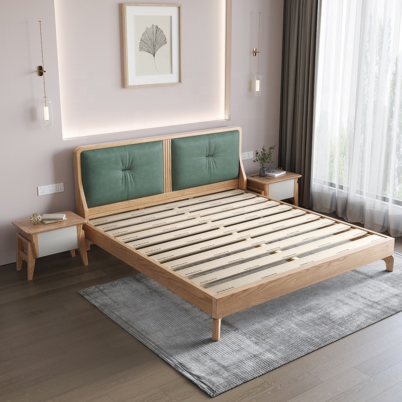 Premium Modern Upholstered King Bed Wooden Frame Queen Bed with Soft Headboard for Bedroom