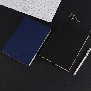 Genuine Leather Hard Soft Cover Blue Paperback Journal Notebook Hard Cover Note Book With Elastic Band And Pen Holder Bookmark