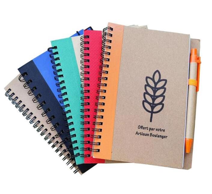 Double Metal Spiral ECO Book Coil Notebook With Pen Recyclable Elastic Band Notebooks Journal For Promotion Gift