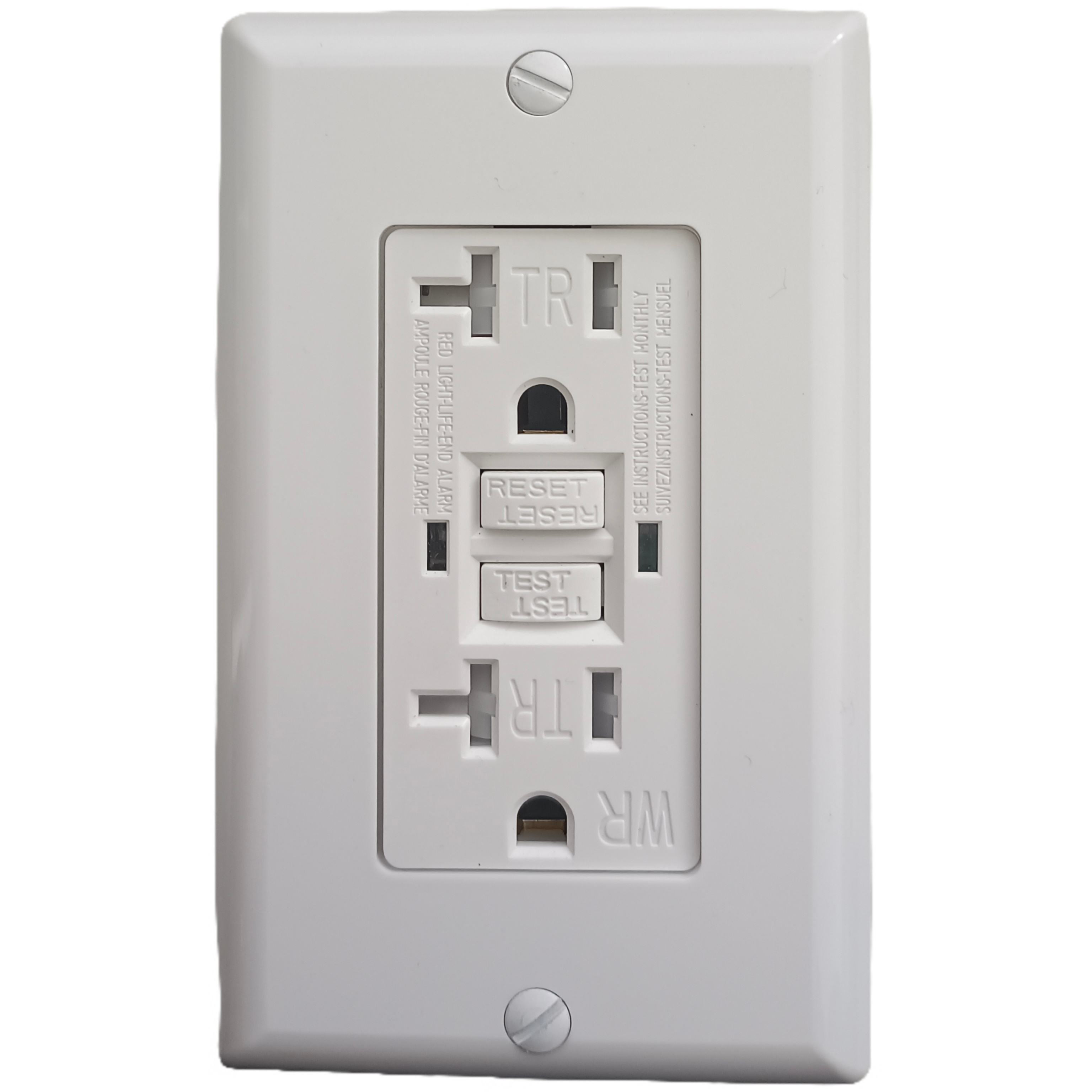 20A 125V AC Tamper Resistant GFCI Receptacle with Wall Plate Included White Decorator Duplex Socket Switch