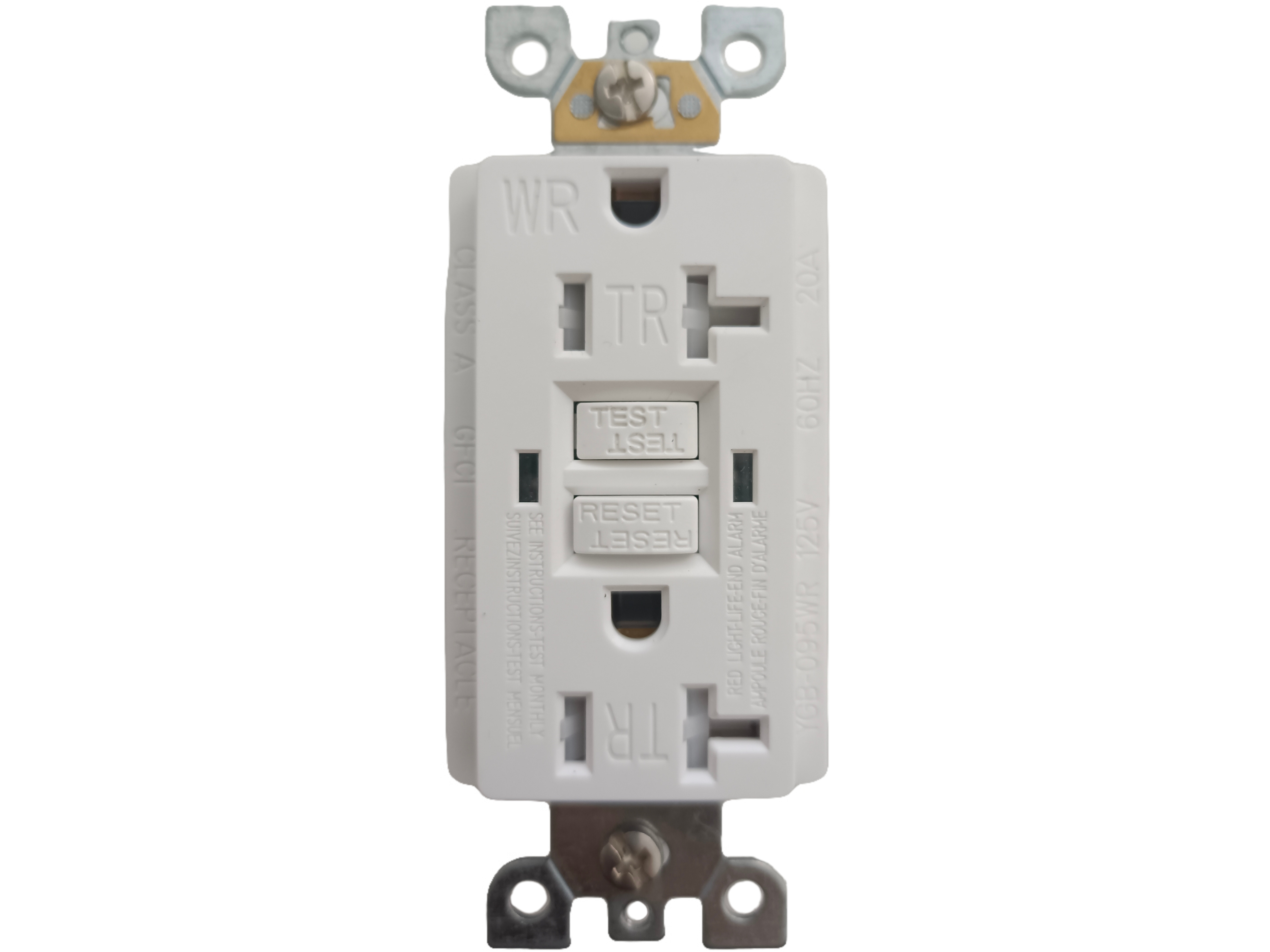 20A 125V AC Tamper Resistant GFCI Receptacle with Wall Plate Included White Decorator Duplex Socket Switch