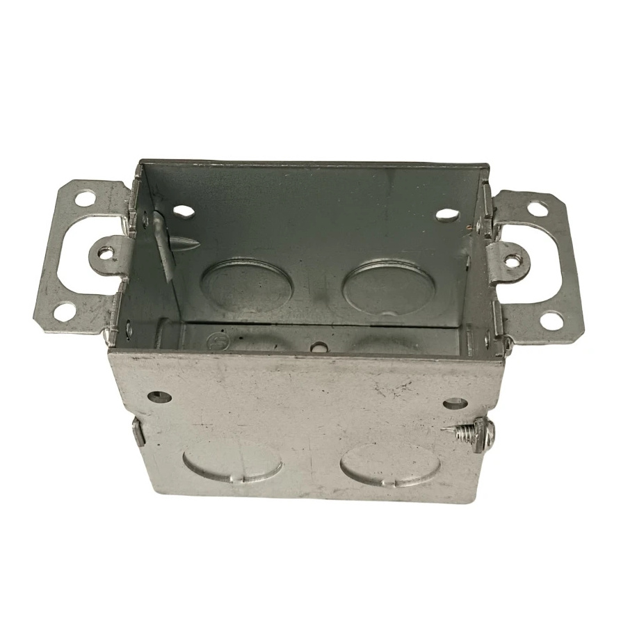 3In*2In Galvanized Steel Gangable Switch Box With Plaster Ears 2-1/2 Deep Welded Electrical Metal Box Silver