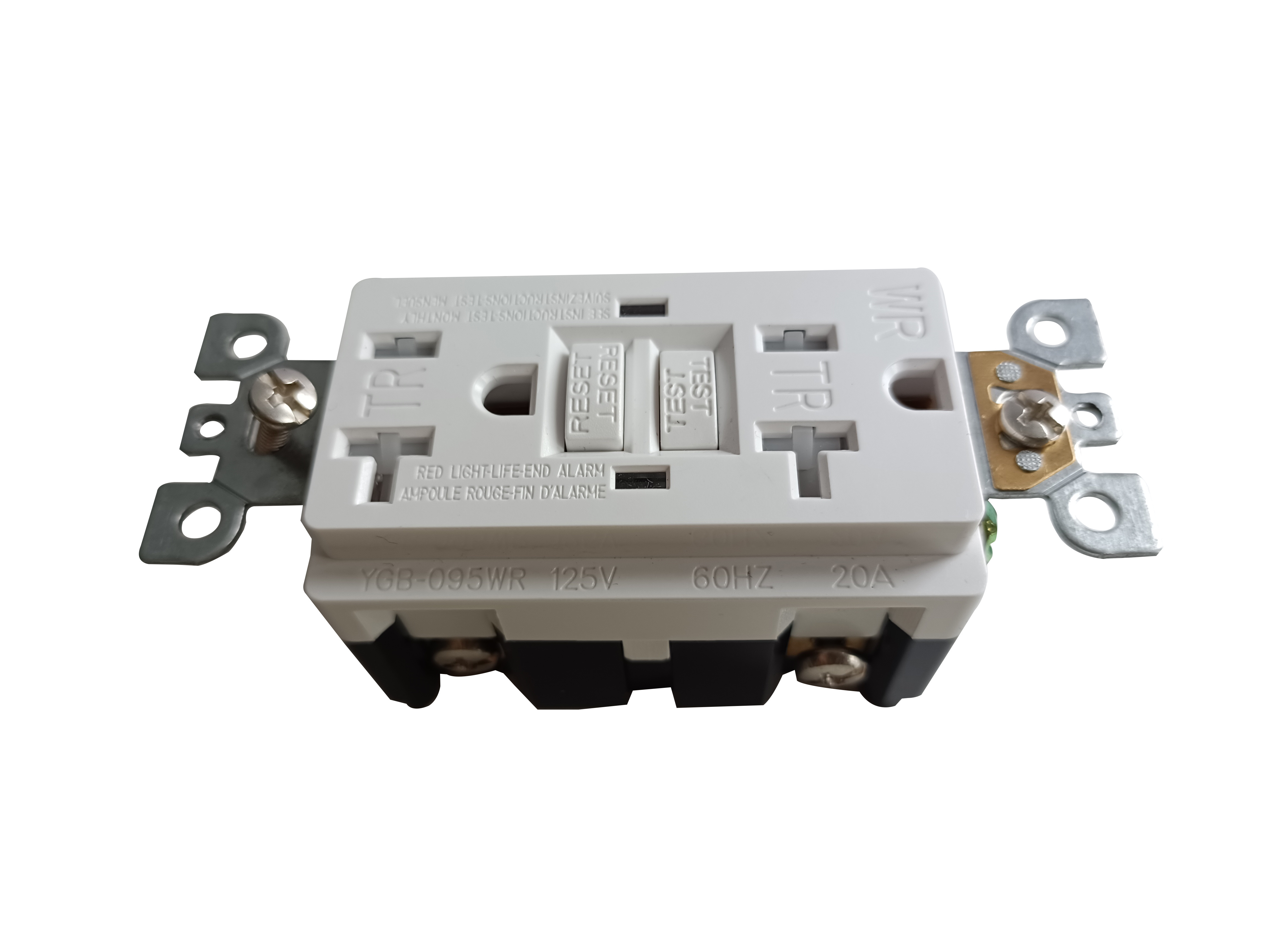 20A 125V AC Tamper Resistant GFCI Receptacle with Wall Plate Included White Decorator Duplex Socket Switch