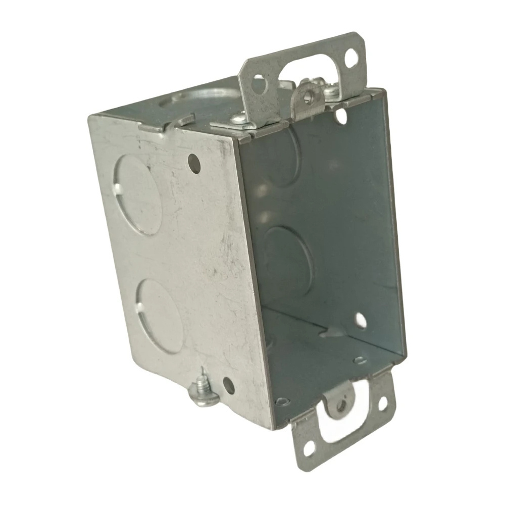 3In*2In Galvanized Steel Gangable Switch Box With Plaster Ears 2-1/2 Deep Welded Electrical Metal Box Silver