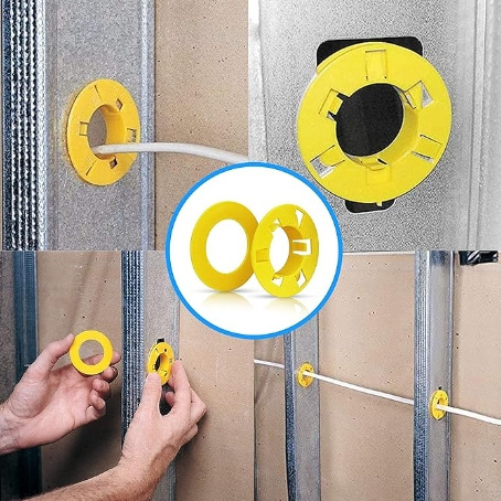 Knockout Stud Bushing Universal Metal Studs Grommet Plastic Yellow Use To Protect Wire From Damage Conduit And Cable Fittings