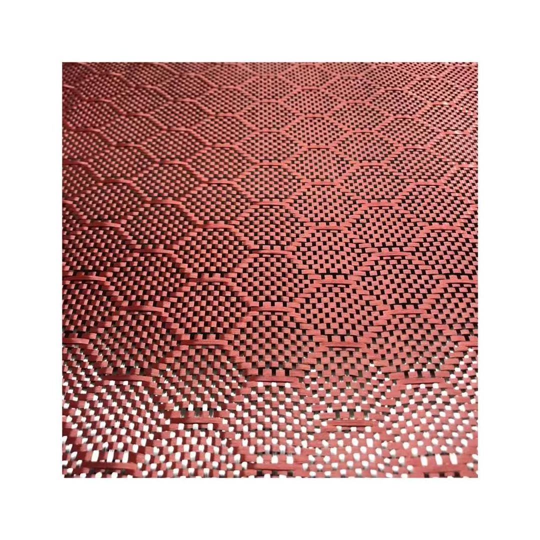 Red&Black Carbon Fiber Honey Comb Weave Hexagon Carbon Kevlars Fiber Fabric