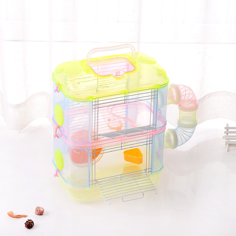 JXANRY Crystal Transparent Big Castle Plastic And Wire Splicing Hamster Villa Custom Cages For Hamster