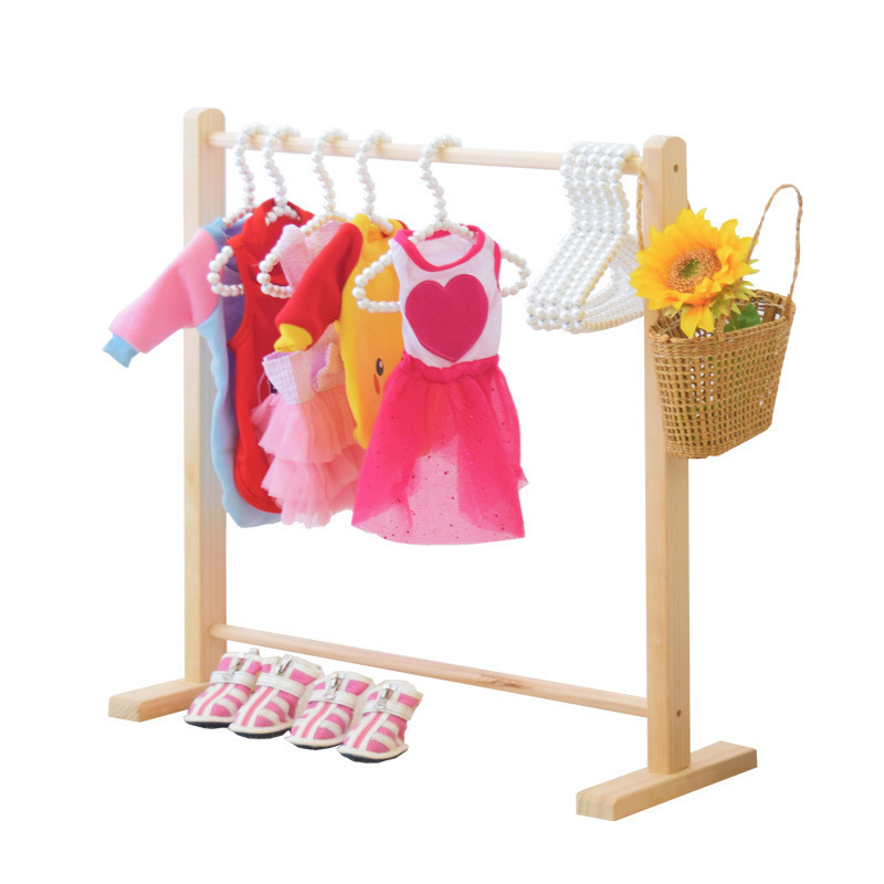 JXANRY Pets Clothes Hanger Dog Coat Solid Wood Floor Storage Cat Dress Rack Cabinet Pets Shop Dog Clothes Easy Pick